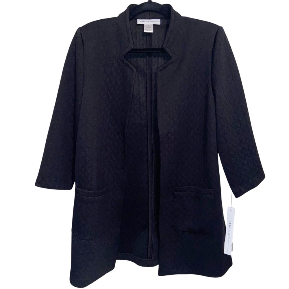 Carole Wren Jacket Womens Medium Black Quilted Pockets Business Career Office
